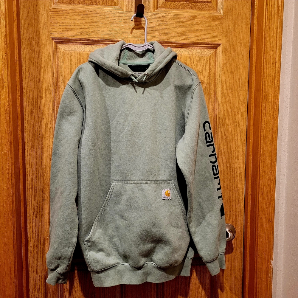 Carhartt Men's Olive Hoodie with Logo Sleeve
